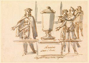 Dibujo, Alegoría de América, Decoración para el Salón del Cardenal Falconieri en Frascati, s. XVIII-XIX de Filippo Marchionni