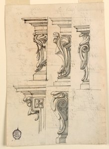 Dibujo, Cinco motivos de esquinas, ca. 1750 de Filippo Marchionni