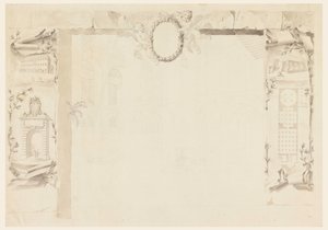 Dibujo, Diseño inacabado para una hoja conmemorativa referente a la erección de una fábrica papal (Magazins de Annona), 1760-69