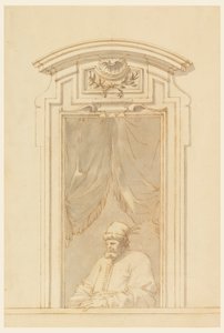 Dibujo, Ventana y media figura de un turco, 1750-70 de Filippo Marchionni