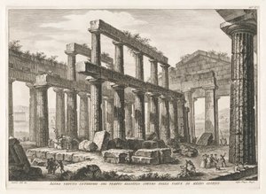 ¿Otra vista interior del templo hipaethral hexástilo desde el sur, de Antichit? de Pesto (Antigüedades de Paestum) de Filippo Morghen