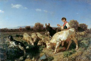 En el abrevadero de Filippo Palizzi