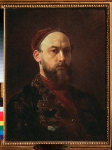 Autoretrato (Autorretrato) - pintura de Firs Sergeevich Zhuravlev (1836-1901), óleo sobre lienzo, arte ruso del siglo XIX - Galería Estatal Tretyakov, Moscú de Firs Sergeevich Zhuravlev