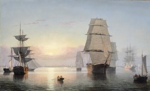 Puerto de Boston, puesta de sol de Fitz Henry Lane
