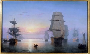 Puerto de Boston al atardecer en 1850