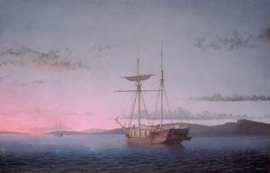 Goletas de madera al atardecer en la bahía de Penobscot de Fitz Henry Lane