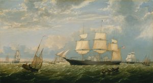 El Estado Dorado Entrando al Puerto de Nueva York de Fitz Hugh Lane