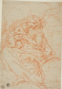 Virgen y Niño (recto); Parte de Boceto de Retablo (verso) de Flaminio Torre