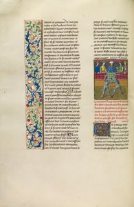Un torneo en Burdeos, c.1480-83 (temple y oro sobre pergamino) de Flemish School