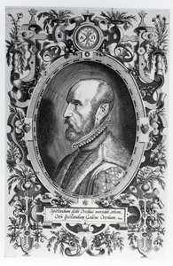 Abraham Ortelius, frontispicio de su Theatrum Orbis Terrarum, 1579 de Flemish School
