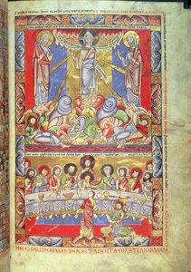 Añadir 17738 Vol II f.4 Transfiguración, la Última Cena, de la Biblia Floreffe, c.1156 (vitela) de Flemish School