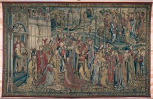 Betsabé ordenada al palacio, Tapiz de David y Betsabé, c.1510-15 de Flemish School