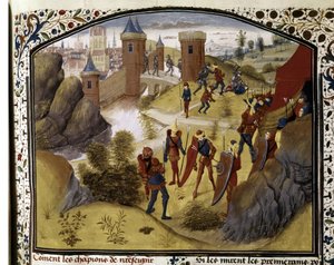 CRUSADAS: Batalla entre musulmanes y cruzados en las murallas de Antioquía de Flemish School