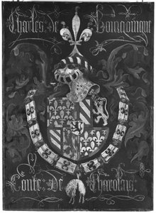 Escudo de armas de Carlos de Borgoña (1433-77) Conde de Charolais, 3er Capítulo de la Orden del Toisón de Oro, Dijon, 1433