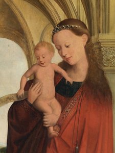 Detalle de Madonna con Petrus Wijts (óleo sobre tabla) de Flemish School