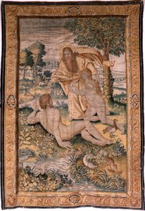 Tapiz flamenco. Serie Génesis o El Hombre de la Creación. Dios crea a la Mujer y se la presenta a Adán (Dios crea a la mujer y la presenta a Adán). Modelo basado en Michiel Coxcie. Fabricación Jan Aerst en Bruselas. Ca 1630. Tejido Seda y lana. de Flemish School