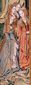 Tapiz flamenco. Serie La Historia de David y Betsabé. Matrimonio de David y Betsabé (Casamiento de David y Betsabé). Segundo panel de la serie. Modelo Anónimo. Fabricación Desconocida, Bruselas. 1505. Tejido Oro, seda y lana. de Flemish School
