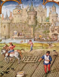 Fol.10v Mes de octubre: Siembra, del Breviarium Grimani, c.1515 de Flemish School