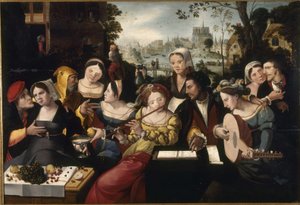 El hijo pródigo entre las cortesanas, hacia 1530 (óleo sobre madera) de Flemish School