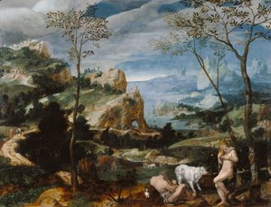 Paisaje con Mercurio y Argos, c.1570 de Flemish School