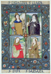 Marlay Cutting SP.5: Cuatro santas, de un Libro de Horas producido en Gante o Brujas, c.1510 de Flemish School