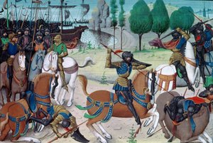 La batalla de Hastings, 14 de octubre de 1066, de Chronique des Empereurs por David Aubert de Flemish School