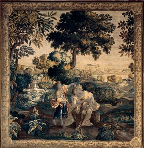 Palacio (Castillo de Eu). El museo (Museo Louis-Philippe del Castillo de la UE). Tapiz flamenco. Amarilli y Mirtillo se coronan tras concurso de besos (Amarilli y Mirtillo se coronan tras concurso de besos). 292x286cm. siglo 18. Fabricado en Oudenaarde. de Flemish School