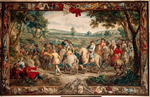 Palacio (complejo del castillo de Schleißheim). Tapiz flamenco. Taller de Bruselas Judocus De Vos. Diseño Lambert De Hondt. La marcha (La Marche). 400x640cm. Lana y seda. Ca 1715 - 1724. de Flemish School