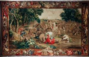 Palacio (complejo del castillo de Schleißheim). Tapiz flamenco. Taller de Bruselas Judocus De Vos. Diseño Lambert De Hondt. Emboscada (emboscada). Lana y seda. Ca 1715 - 1724. de Flemish School