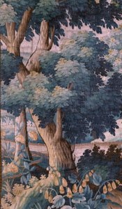Iglesia parroquial (Iglesia de Santa Walburga). Tapiz flamenco "Verdure". Oudenaarde. Finales del siglo XVII-principios del XVIII. Propiedad de la iglesia Sint-Walburgakerk Oudenaarde.
