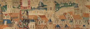 Parish museum of tapestries (Museo Parroquial de Tapices de Pastrana). Flemish tapestry. Conquest of Tanger (Toma de Tánger, De inname van Tanger). Series Conquests of king Alfonso I of Portugal (Conquistas de Alfonso V de Portugal). Tournai. Wool and silk de Flemish School