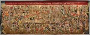 Parish museum of tapestries (Museo Parroquial de Tapices de Pastrana). Flemish tapestry. Encirclement of Arcila (El cerco de Arcila, De omsingeling van Arzila). Series Conquests of king Alfonso I of Portugal (Conquistas de Alfonso V de Portugal). Tournai.