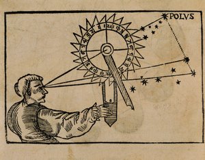 Petrus Apianus observando el movimiento de las estrellas de Flemish School