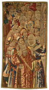 Tapiz, Una reunión judía, realizado en Flandes, Bélgica, posiblemente a mediados del siglo XV (lana) de Flemish School