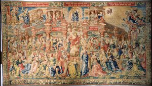 Tapiz que representa la llegada de Prudencia a la Corte de la Divina Sabiduría, procedente de Bruselas de Flemish School