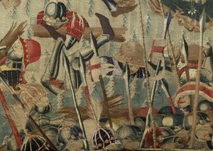 Tapiz que muestra las conquistas del rey Alfonso V de Portugal (Conquistas de Alfonso V de Portugal), Tournai. (Detalle)