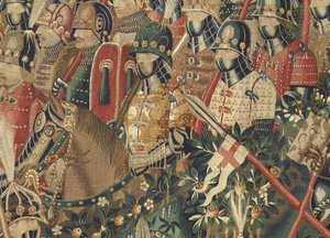 Tapiz que muestra las Conquistas del rey Alfonso V de Portugal (detalle) de Flemish School