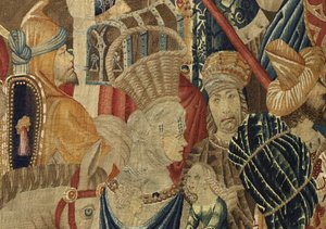 Tapiz que muestra las conquistas del rey Alfonso V de Portugal, Tournai. (detalle)