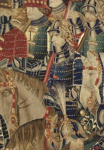 Tapiz que muestra las conquistas del rey Alfonso V de Portugal, Tournai. (detalle) de Flemish School