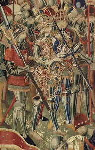 Tapiz que muestra las conquistas del rey Alfonso V de Portugal (Conquistas de Alfonso V de Portugal), Tournai. (detalle)
