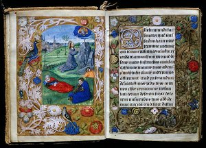 La Agonía en el Jardín, miniatura del Libro de Oración de Stafford de Flemish School