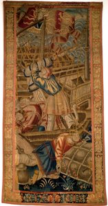 Los portugueses en India - Tapiz flamenco de Tournai del primer cuarto del siglo XVI - Museo de la Marina de Lisboa (Portugal) de Flemish School