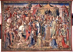 La presentación de la insignia real, Tapiz de David y Betsabé, c.1510-15 de Flemish School