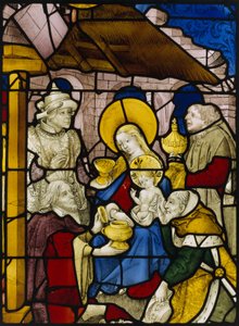 Ventana que representa la Adoración de los Reyes (vidriera) de Flemish School