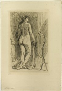 Mujer de pie con piel de Félicien Rops