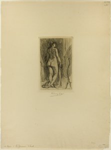 Mujer de pie con piel de Félicien Rops