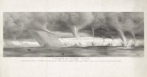 Waterhozen op zee bij Sicilia, 1827 Fenómeno de trombas marinas, observado en el mar de Sicilia, a la vista de Stromboli, 27 de junio de 1827 (título sobre objeto) de Félix Achille Beaupoil Saint Aulaire