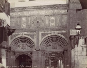 El Cairo. Mezquita el-Arhar, detalles de la puerta, 1870s de Félix Bonfils