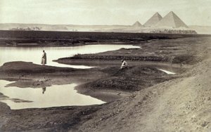 Las pirámides de Giza, hacia 1880 (fotografía en blanco y negro) de Félix Bonfils