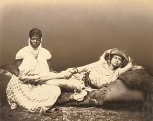 Una Mujer Mora con su Criada de Félix Jacques Moulin
